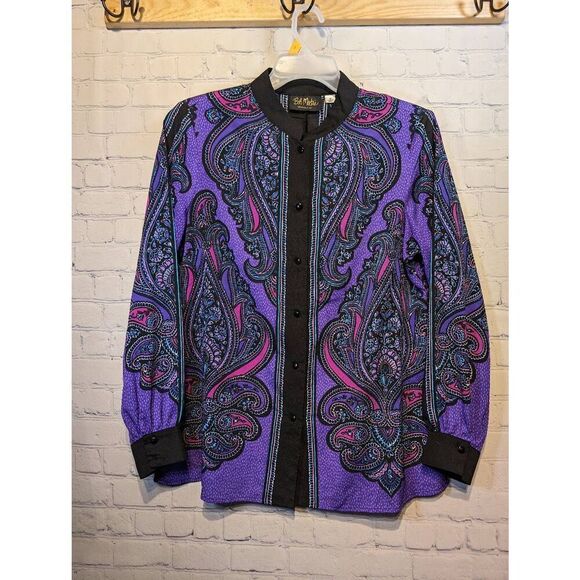 Bob Mackie designer button-down blouse medium - Picture 1 of 3